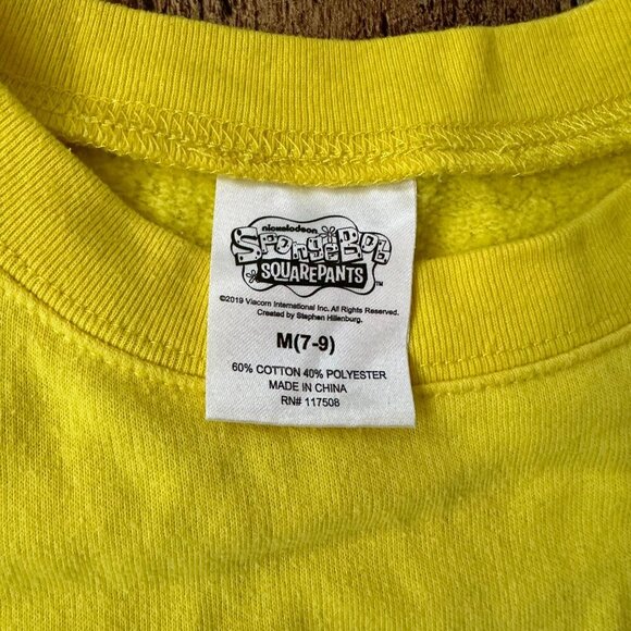 SpongeBob SquarePants Yellow Sweatshirt Youth M (7-9) Cotton/Polyester - Picture 6 of 7
